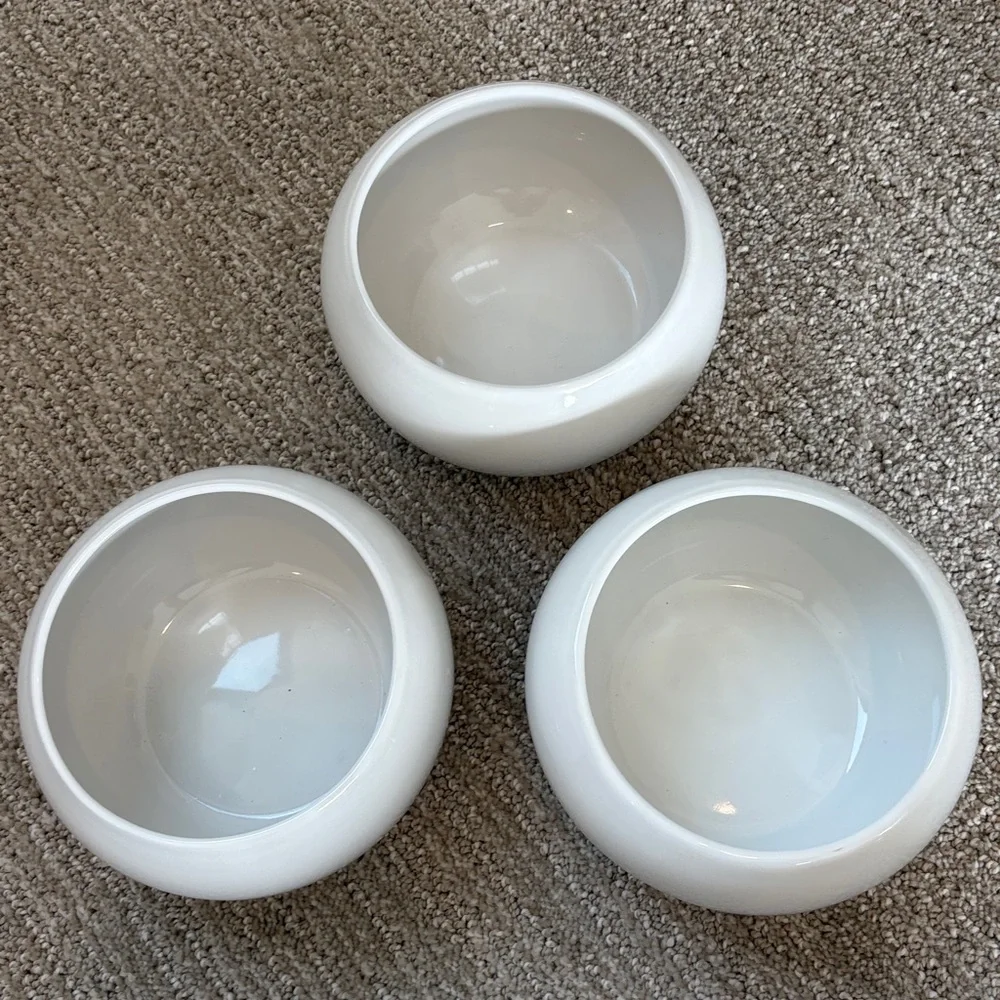 CRATE & BARREL 3PC. SNOWMAN STACKABLE BOWL SET. Great for dips, candy, etc.